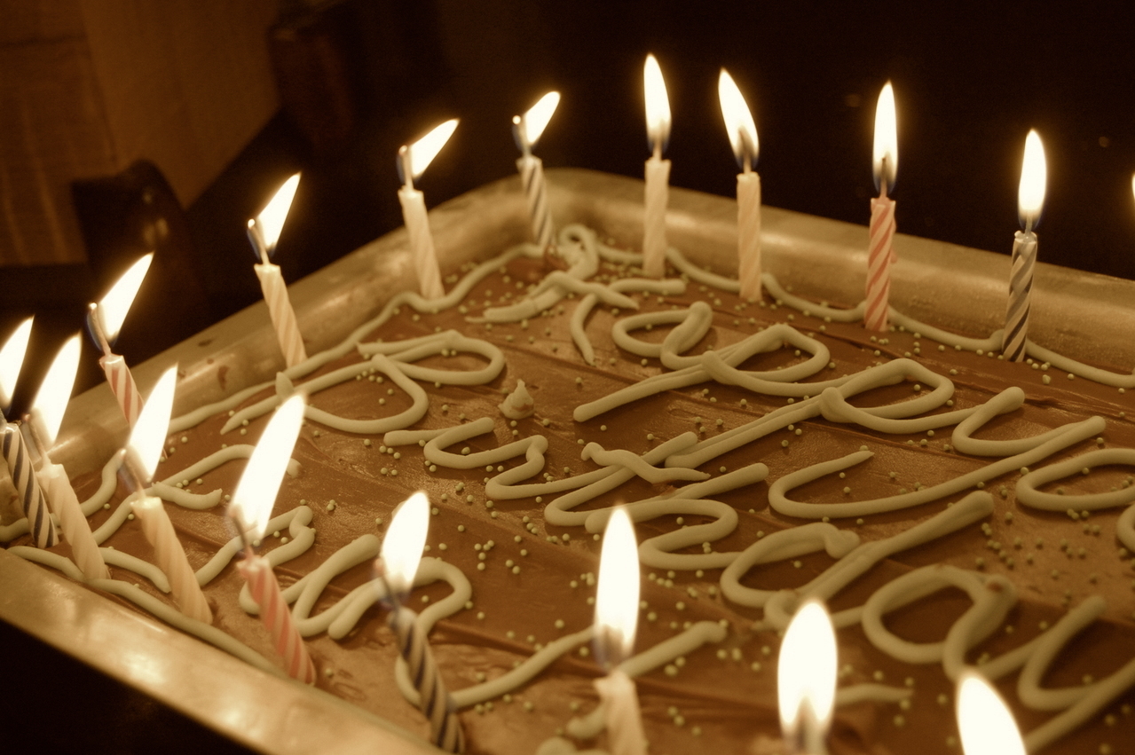 birthday cake with candles