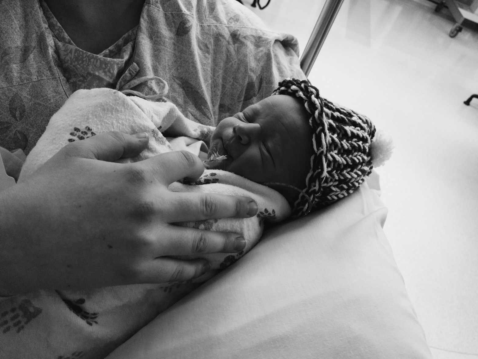 author with newborn son